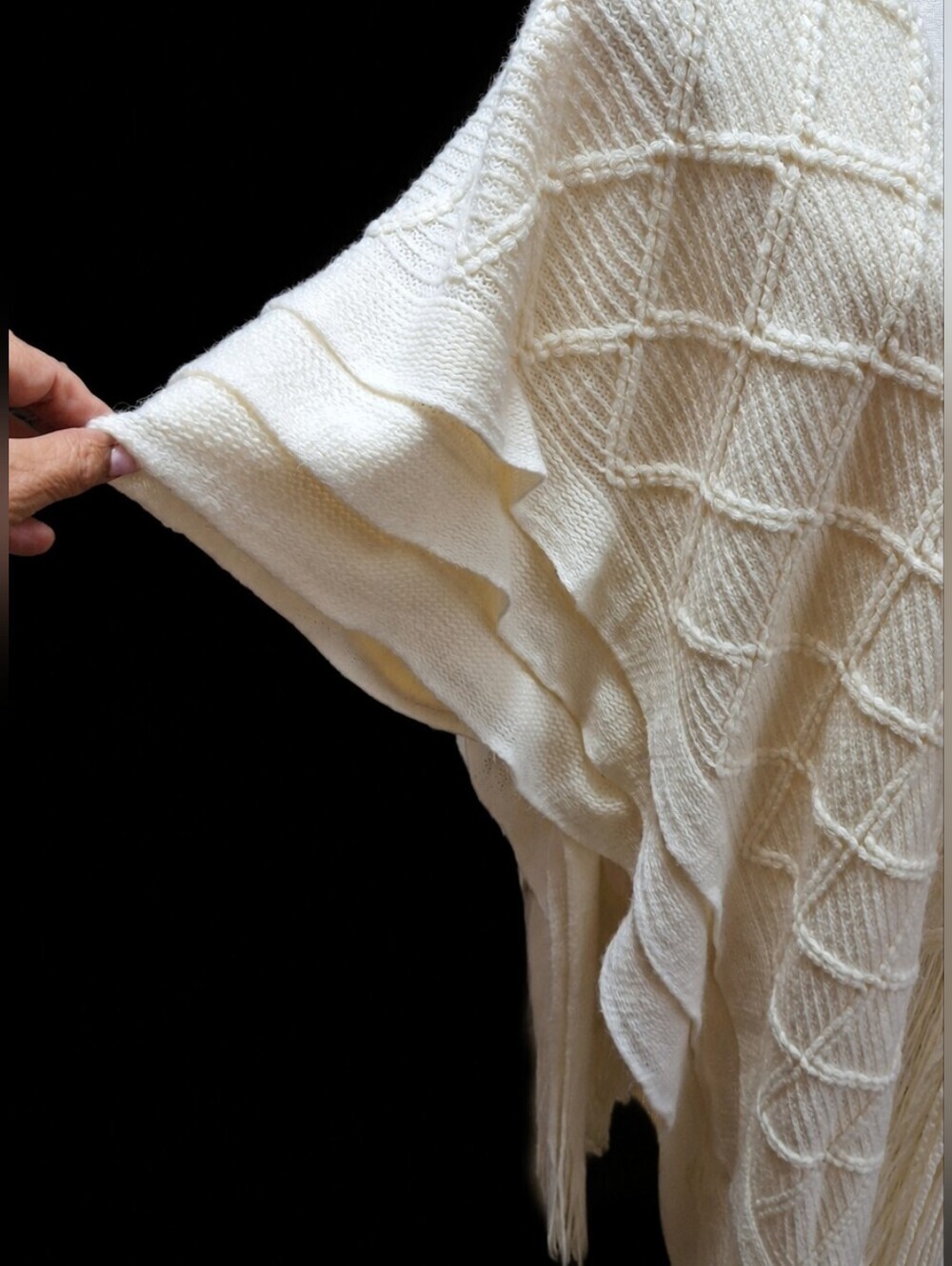 Cato Knit Open-Front Fringe Neutral Longline Drape Duster Wrap One Size Fits All - Picture 10 of 13